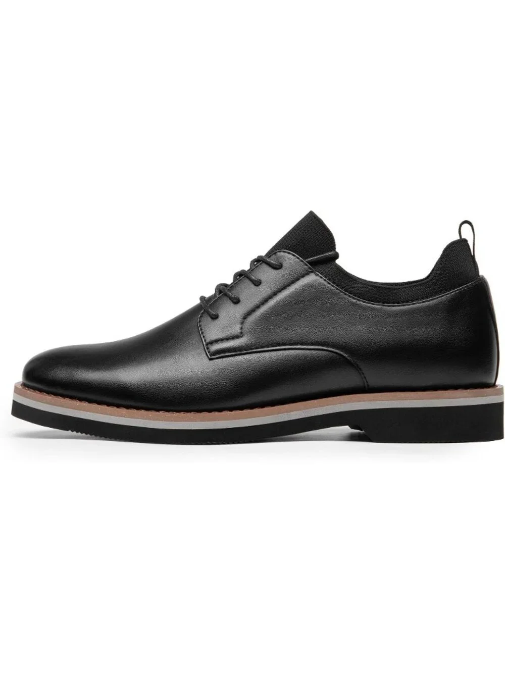 Men's Black Comfortable Lace Up Faux Leather Lightweight Oxford Dress Shoes